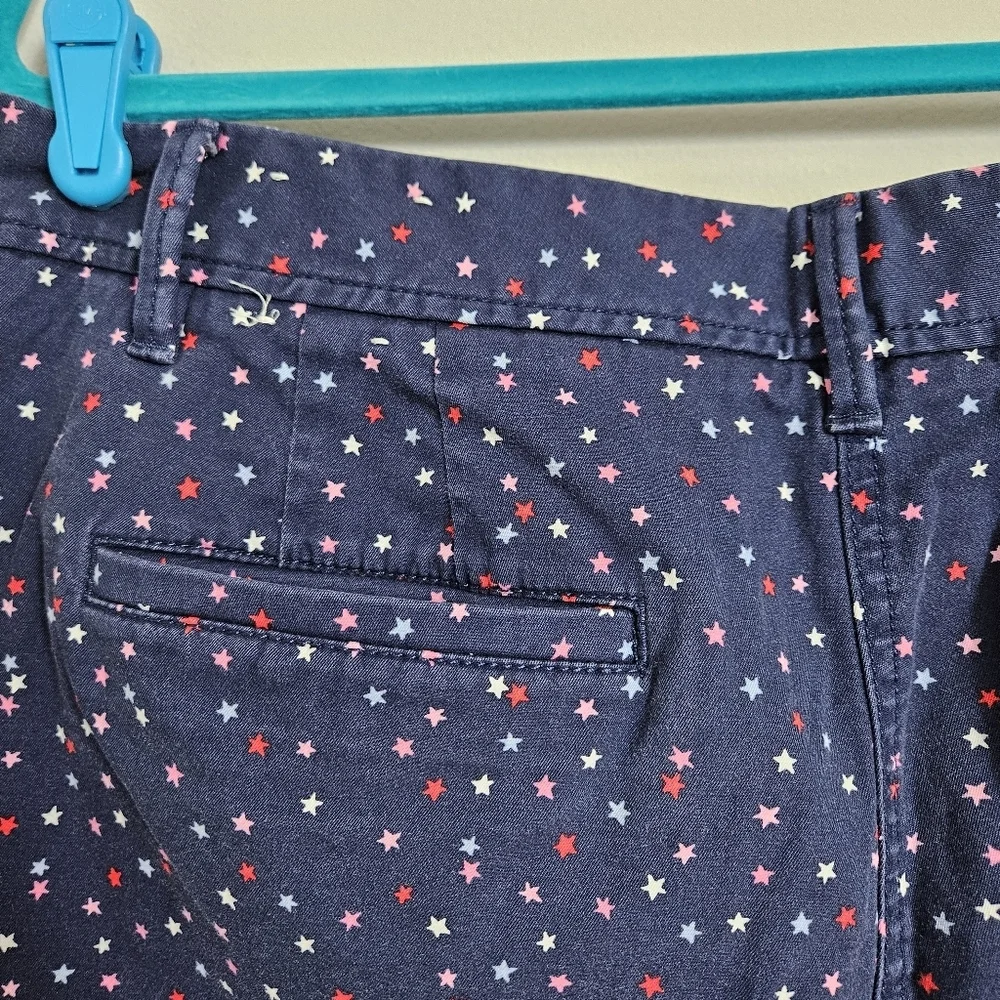 Talbots Women's Relaxed Chino Shorts Navy Mini Stars Size 14 - Picture 9 of 11